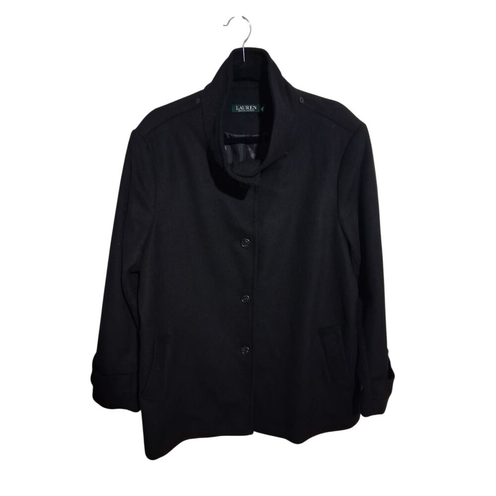 Lauren Ralph Lauren Womens size XXL Black Wool Preppy Casual Classic Winter Coat